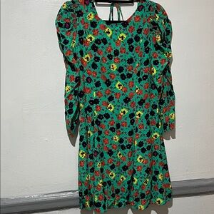 Zara Green Floral Long Sleeve Dress
